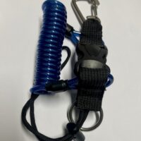 Spiraalkoord met rvs karabijnhaak  Blauw