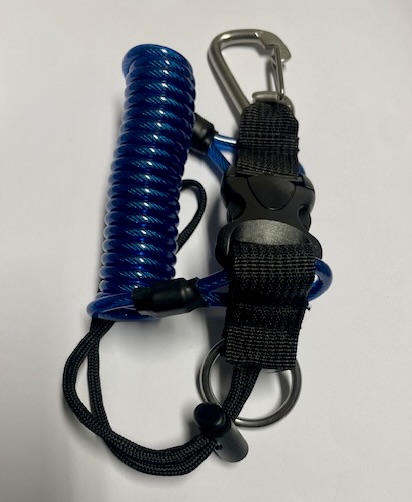 Spiraalkoord met rvs karabijnhaak Blauw