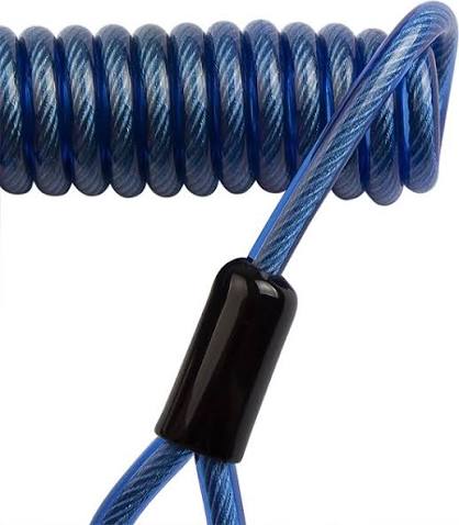 Spiraalkoord met rvs karabijnhaak Blauw - Afbeelding 2